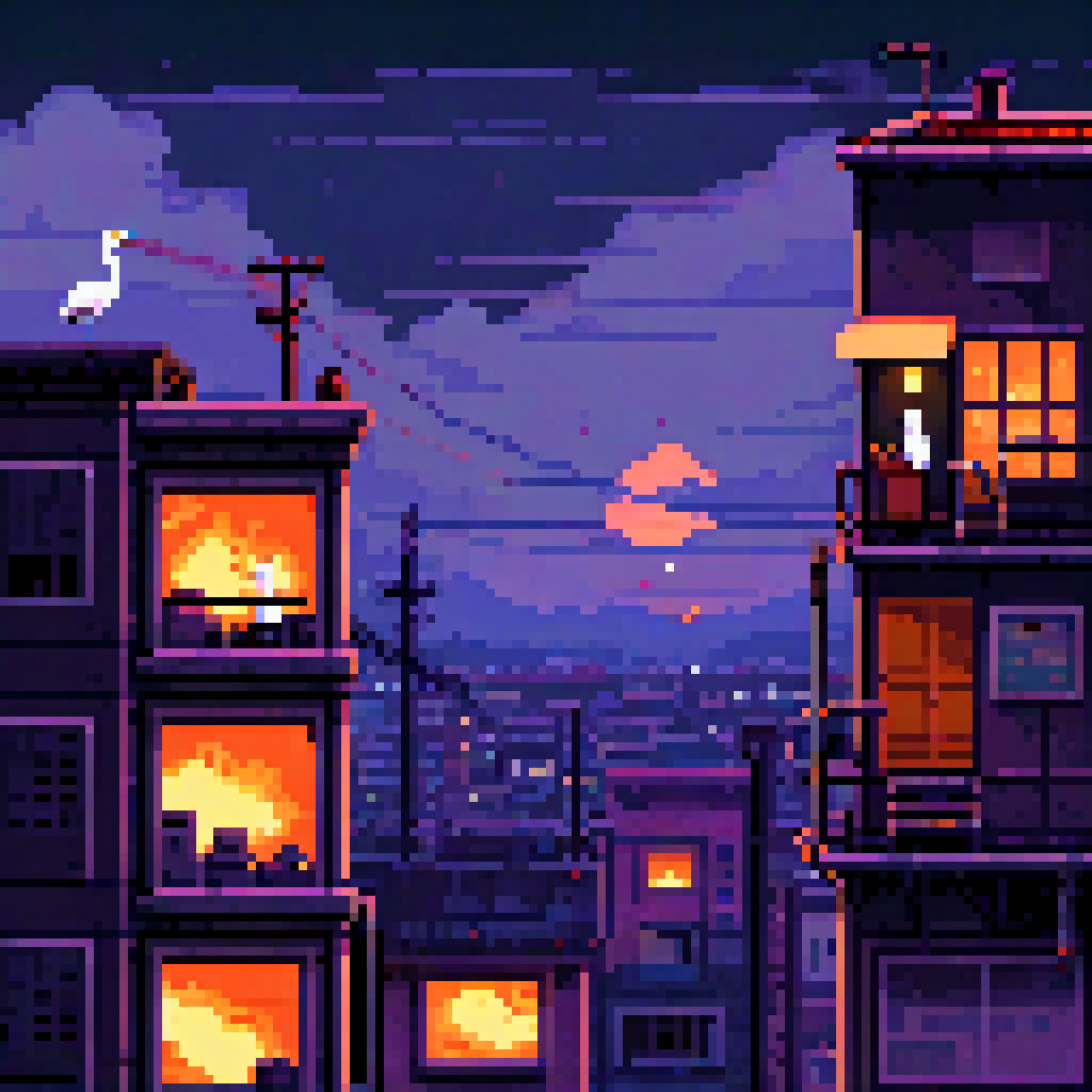 Warm Light Between Houses