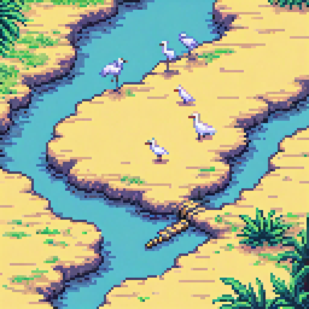 Mud, Channel, Crane, Dog